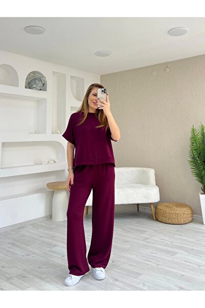 İrka Moda Kurzärmliger Modalanzug in Weinrot