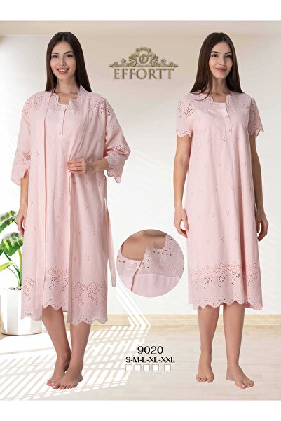 Maison Mila Effortt Fistolu Pamuk Astarlı Sabahlıklı Lohusa Gecelik Takımı