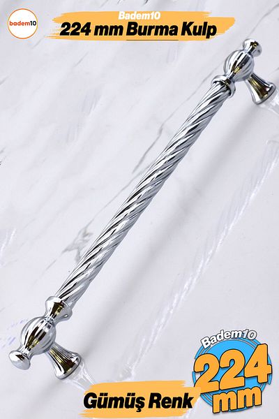 Badem10 Burma Metal Mâner argintiu 224 mm Mobilier Bucătărie Sertar Dulap Dulap Ușă Mânere Mâner 22,4 cm