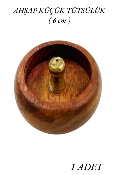 NAHAMİS TRADE Ahşap Yuvarlak Model Pirinç Çubuk & Konik Tütsülük 6 cm Çap