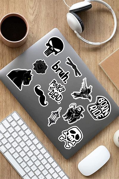 AR Sticker مجموعة ملصقات الكمبيوتر المحمول والكمبيوتر المحمول باللون الأسود من Vsco - 10