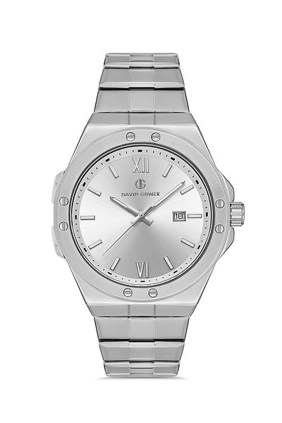 DAVID GUNER Men's Watch with Silver Coated White Dial Dg-8608Ga-A1