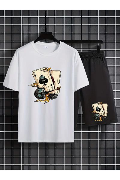 Karatopak As Spades Printed Unisex T-Shirt Shorts Bottom Top Suit