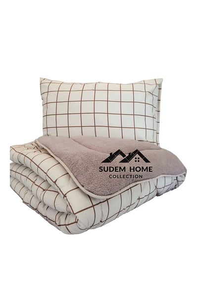 Sudem Home Collection Single Tufted Welsoft Sofotak and Pillowcase Fleece Square Quilt
