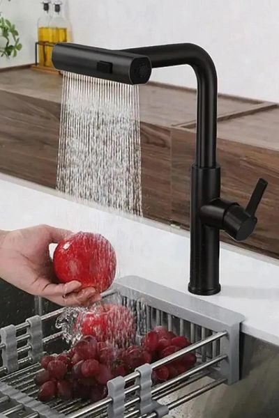 OEM Black Spiral Mat Kitchen Sink Faucet - Shower Waterfall 3 Functions