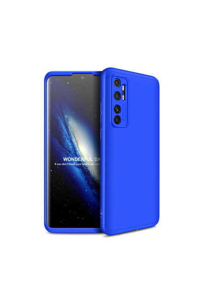 noktaks Xiaomi Mi Note 10 Lite Compatible - Case Anti-Fingerprint 3 Piece Ays Cover - Blue - T14081