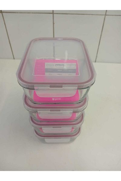 LAV Feyzade Fresco Set of 4 - 1120Cc Rectangular, Two-Section Ziplock Glass Storage Container (Frs-297)