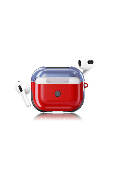 Tabby Serisi Apple Airpods 3.Nesil Kırmızı-Mavi Airpods Kılıf