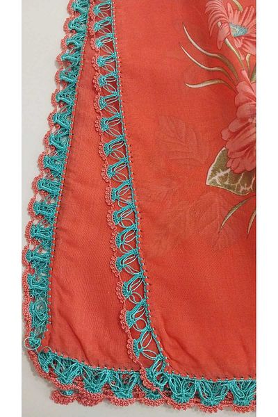 Papatyam Polyester Hand Knitting - Crochet Embroidered Writing Vintage Cheesecloth Dowry Yemeni