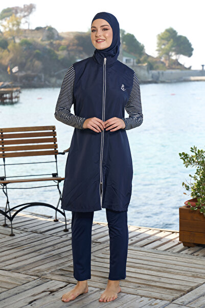 REMSA Напълно Покрит Бански Хиджаб 25950 Тъмно Синьо