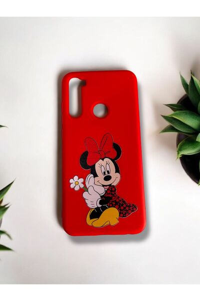 Merwish Xiaomi Redmi Note 8 Compatible Camera Lens Protected Daisy Minnie Patterned Luxury Phone Case Red