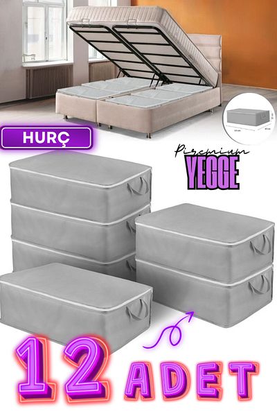 YEGGE 12 Pcs Anthracite Gray under Base - 64X45X22 cm Large Size under Base and Sofa Bed Storage