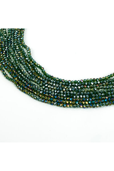 yfhobi 1 Dizi (130-135 Adet- 3 mm Yassı Kristal Cam Boncuk Dizisi Şeffaf Janj...