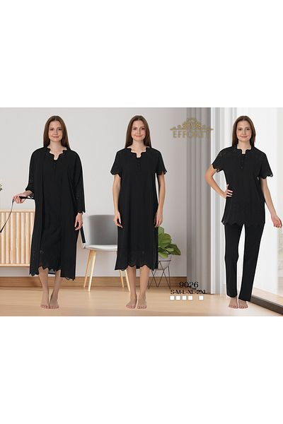 Maison Mila Effortt Scalloped Cotton Lining Maternity Nightgown Dressing Gown and Pajamas Set