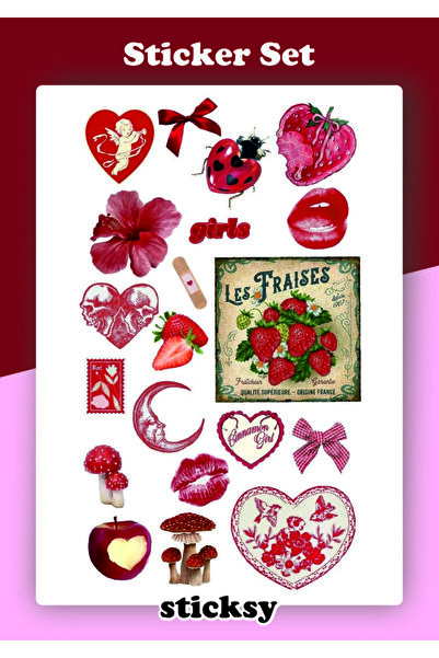 Sticksy Red Vintage Retro Laptop Tablet Telefon Ajanda Bullet Journal  Sticke...