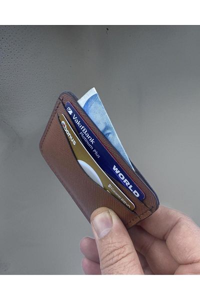 TeriArte Genuine Leather Card Holder, Real Leather Card Holder, Stitched Horizontal Card Holder, Unisex Card Holder