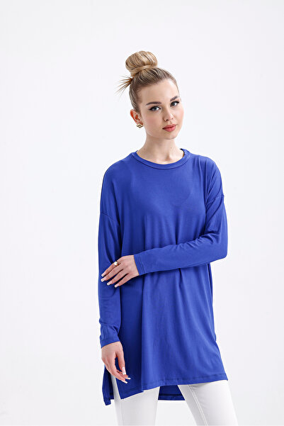 mermaya Premium ποιότητα, μπλε σαξοφόρος χρώμα, χτενισμένο βαμβακερό τουνίκ.