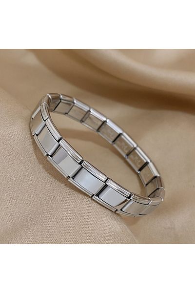 aysedizayn Italian Charm Classic Steel Bracelet - Silver Color