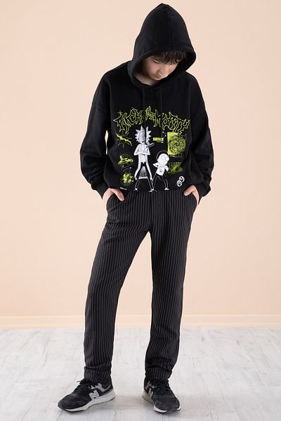 Cansın Mini Black Boy's Striped Double Leg Jogger Pants 20043