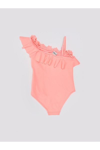 DEEP BEACH Pink Floral Detailed Girl's Swimsuit