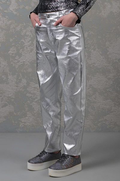 Magu Girl's Varak Printed Shiny Pants
