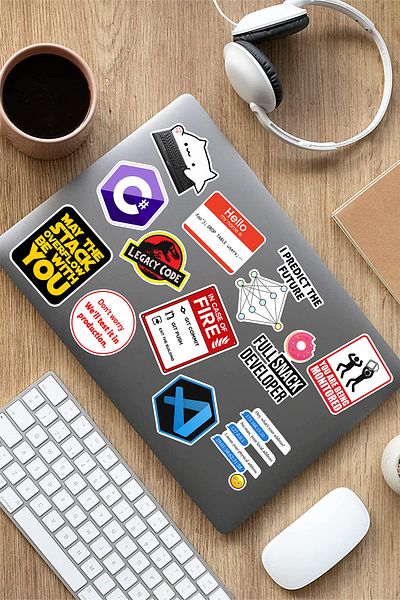 AR Sticker Σετ με 6 αυτοκόλλητα για φορητό υπολογιστή, φορητό υπολογιστή και tablet με θέμα το λογισμικό και τον προγραμματιστή