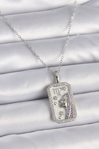NEZADE STORE 316L Steel Silver Color Virgo Zodiac Sign Zircon Stone Women's Necklace - Lisinya