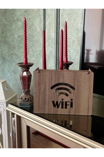 Biryirmi Modem Saklama Kutusu - 25x18x9 Cm Dekoratif Ahşap Modem Saklama Kutu...