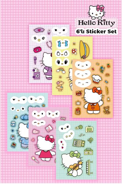Piksel Grafik Hello Kity Kawaii Make a Face Puzzle Stickers Anime Stickers for Kids