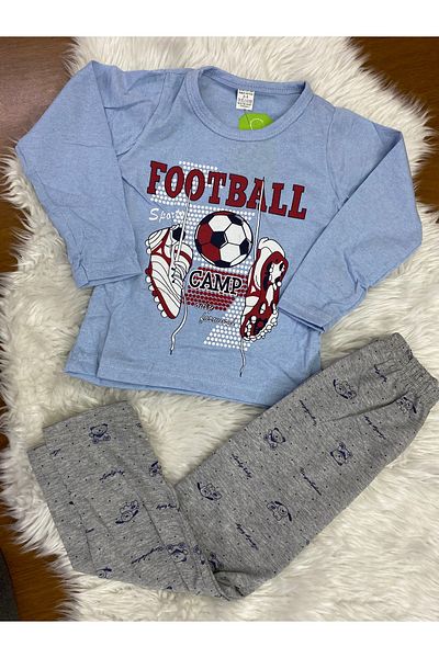 skycott băiat cu mânecă lungă de sus și fund lung set pijama 2 piese 100% bumbac tematică fotbal