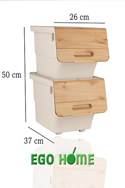 ego home 2li Tekerlekli Oyuncak Düzenleme Dolabı Kapaklı Oyuncak Sepeti Çok Amaçlı Kutu Mote 24 Lt