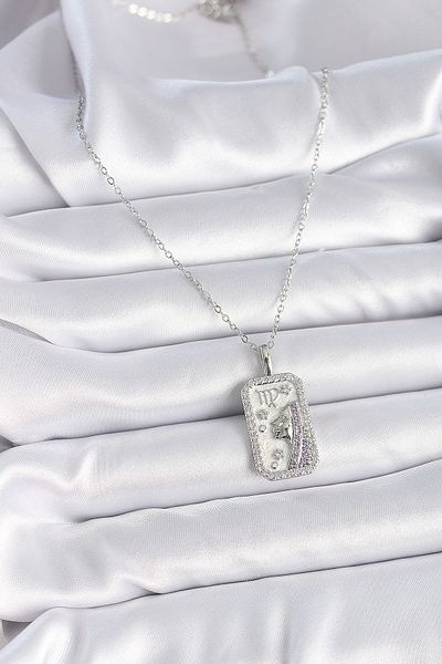 NEZADE STORE 316L Steel Silver Color Virgo Zodiac Sign Zircon Stone Women's Necklace - Lisinya