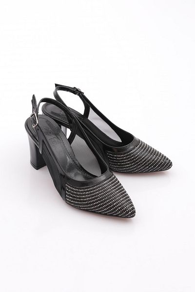 DGN Black Patent Leather Women's Heeled Shoes - 218612621
