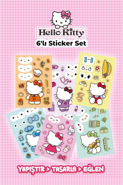 Piksel Grafik Hello Kity Kawaii Make a Face Puzzle Stickers Anime Stickers for Kids