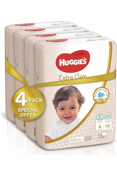 Huggies Extra Care, Size 4, 8-14 kg, Mega Pack, 272 Diapers
