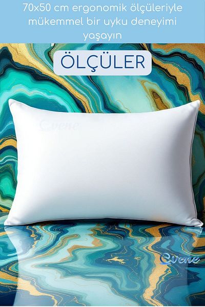 Evene Pillow Silicone Fiber 5 Pieces Antibacterial Filling Sleeping Pillow Cotton Stitched Case 900 gr