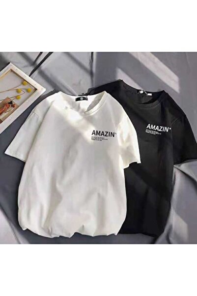 WOODROFFE Unisex Σετ με 2 μπλουζάκια Amazin Printed Oversize Casual Boyfriend