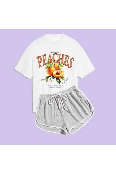 Elvino Fruits Themed Printed Double Pinterest Shorts Tshirt Set