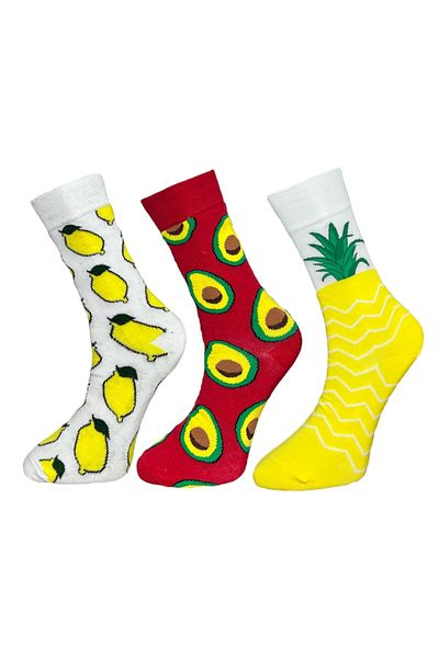 Mevo 3-Piece Unisex Flexible Moisturizing Cotton Colorful and Patterned Socks
