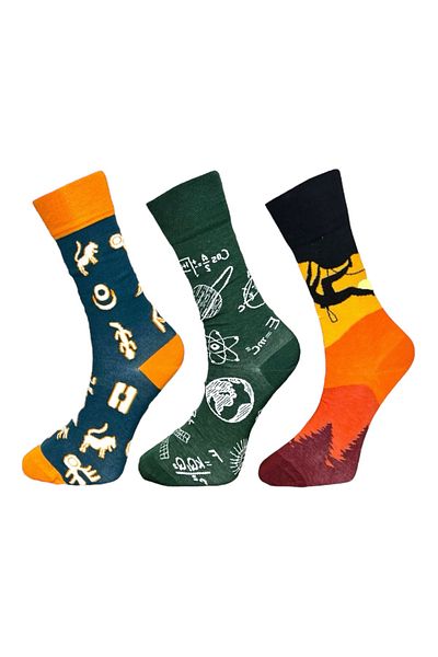 Mevo 3-Piece Unisex Flexible Moisturizing Cotton Colorful and Patterned Socks