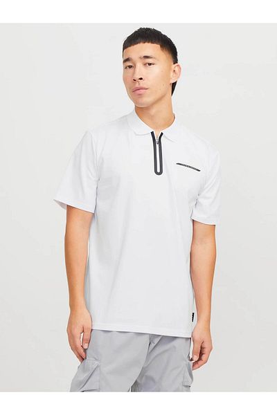 Jack & Jones Ανδρικό μπλουζάκι Jcofusıon Pıque Polo Ss White 12273127