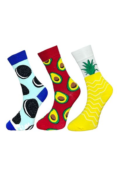 Mevo 3-Piece Unisex Flexible Moisturizing Cotton Colorful and Patterned Socks