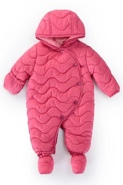 MDM Quilted Zippered Snap Inner Lining Furry Hooded Winter Baby Girl Astronaut Jumpsuit Cosmonaut Coat