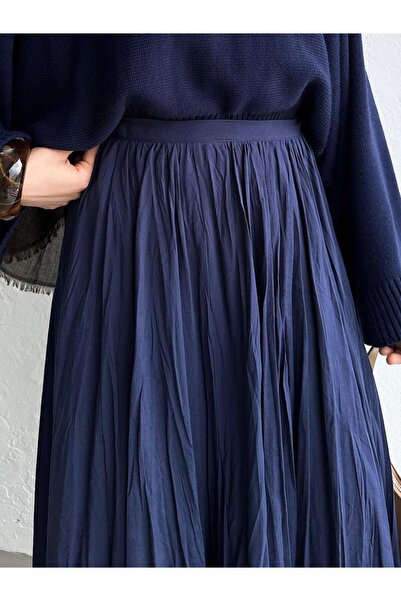 MELEK ARAZ Fusta Voile Crush albastru bleumarin