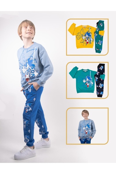 Kids طقم رياضي للأولاد مكتوب عليه Blue Sonic