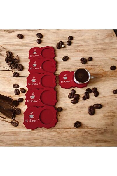 wooden gift design Bi Kahve Fincan Sunumluk 6 Adet Kırmızı
