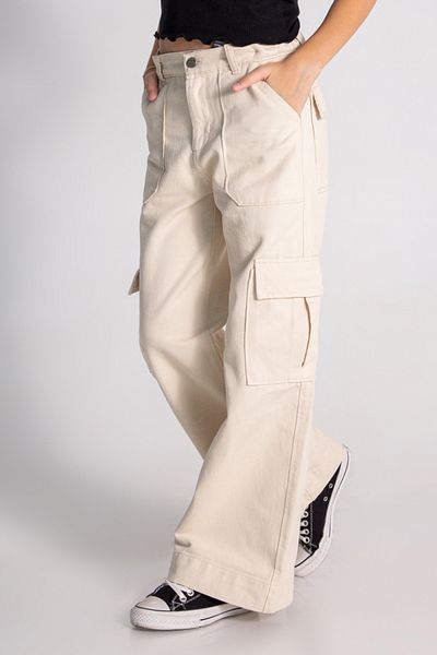 DMB BOYS & GIRLS Çaren Kids- Girl's Cotton Wide Leg Cargo Pocket Trousers