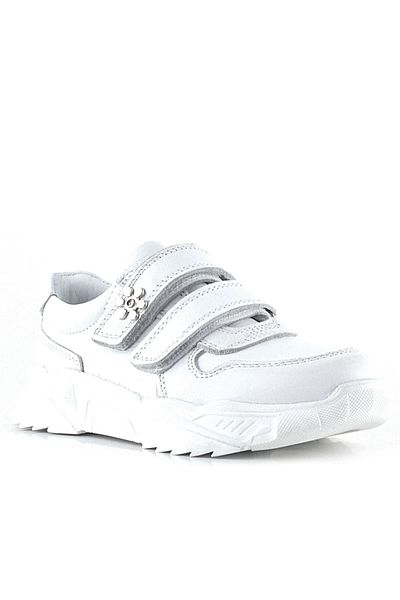 Rakerplus Pantofi sport pentru fete din piele naturală cu detaliu flori albe