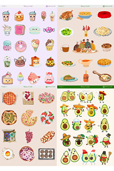 MirayDesign SET DE 4 STICKER CU TEMĂ MÂNCĂRI 12*17 CM
