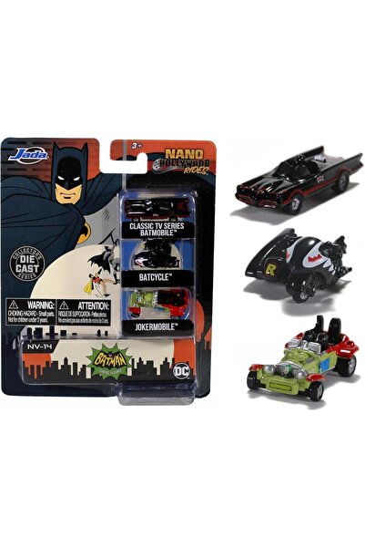 Jada Nano Hollywood Rides  Classic TV Series Batmobile Batcycle Jokermobile Model Araba